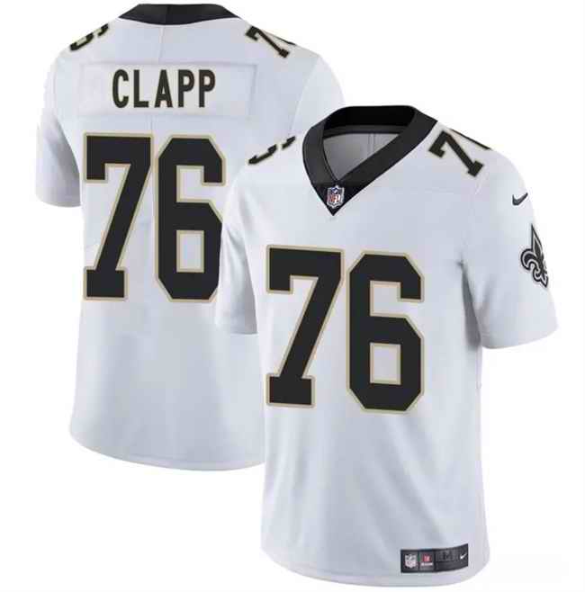 Men's New Orleans Saints #76 Will Clapp White 2025 Vapor Limited Stitched Football Jersey